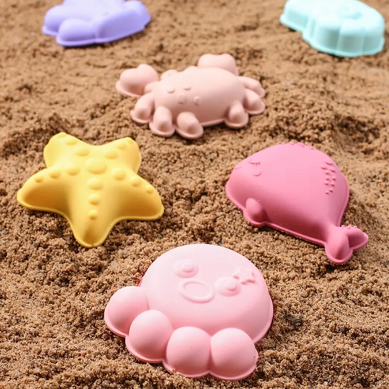 휴대용 사용자 정의 실리콘 비치 장난감 어린이 선물 실리콘 양동이 양동이 실리콘 모래 장난감 세트