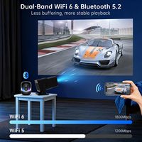 Mini Proyector LCD 1080P con WiFi, Compatible con 4K, Portátil, 300 ANSI, Corrección Trapezoidal Automática Vertical, Altavoz de 5W, Aplicaciones Integradas, Rotación de 180°