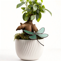 Attrape-soleil d'intérieur en vitrail Art Déco, motif libellule, fait main et personnalisable, avec support de pot de plante, décoration sur mesure de haute qualité