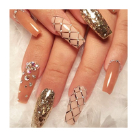 Offre Spéciale – Ongles Longs Ballerina Coffin Diamantés – Ongles Press-on de Luxe – Boîte Personnalisée – Ongles Artificiels Personnalisables pour Noël