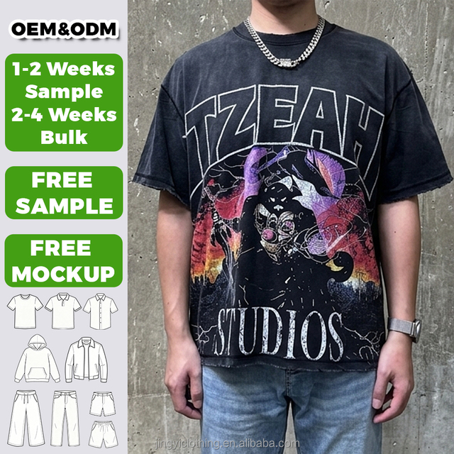 Hip Hop Custom Stone Acid Wash Rhinestone Diamonds Y2k Cartoon Graphic Printed Ripped Distressed Tshirt Acid Wash T-shirt Tee