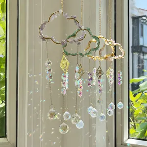 도매 태양 포수 하이 퀄리티 천연 크리스탈 구름 자수정 로즈 석영 Suncatchers DIY