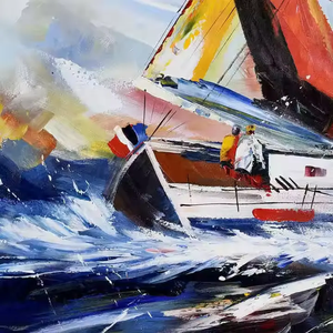 <span class=keywords><strong>Barche</strong></span> <span class=keywords><strong>a</strong></span> <span class=keywords><strong>vela</strong></span> con paesaggio marino 100% dipinti <span class=keywords><strong>a</strong></span> mano moderni dipinti <span class=keywords><strong>a</strong></span> olio in tela astratta e durevole Design moderno colorato - Product Image 3