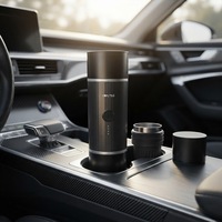 Machine à café portable rechargeable Anbo 140W 15 bars avec mousseur à lait en option, alimentation voiture, cafetière portable avec fonction auto-chauffante