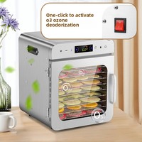 Déshydrateur alimentaire désodorisant en acier inoxydable, machine à fruits secs pour boulangerie, séchoir compact avec ventilateur de chauffage, minuterie 12/24 heures, 220V/110V