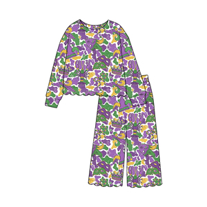 Précommande : Tenues de Mardi Gras camouflage pour petites filles, pyjamas pour enfants, vêtements de nuit respirants en coton et élasthanne, assortis pour frères et sœurs (vente en gros) - Product Image 1