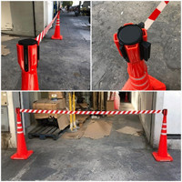 Barrière de Sécurité Routière Rétractable en Corde avec Poteau en Plastique pour le Contrôle des Foules et la Sécurité Routière