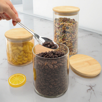 Pot à épices hermétique en verre borosilicate avec couvercle en bambou, design moderne et luxueux, 0,5-1L, écologique, conteneur de stockage personnalisable avec logo