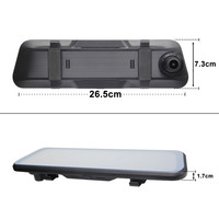 9.66 pouces écran tactile rétroviseur moniteur HD 1080p voiture Dvr enregistreur vidéo Dashcam 2 canaux Double flux multimédia Dash Cam