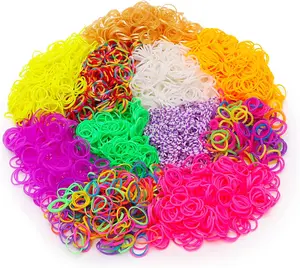 Gökkuşağı renkleri sentetik lastik bantlar bilezik fabrika DIY oyuncaklar tezgah bilezik dolum çanta