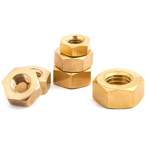 Écrou hexagonal en laiton massif DIN 934, non plaqué laiton, 3/8-16 UNC (filetage grossier), écrous hexagonaux en laiton - Product Image 2