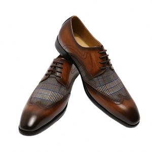 Chaussures habillées jaunes en cuir véritable pour hommes, style Oxford, à Hong Kong - Product Image 1