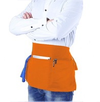 Tablier court à bretelles pour femmes et hommes Sac rembourré avec 3 poches en tissu tissé pour serveur serveur