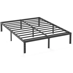 WEKIS New Design Easy Assembly 16 Inch Queen Bed Frame No Box Spring Needed Black Heavy Duty Metal TWIN Queen Platform Bed Frame