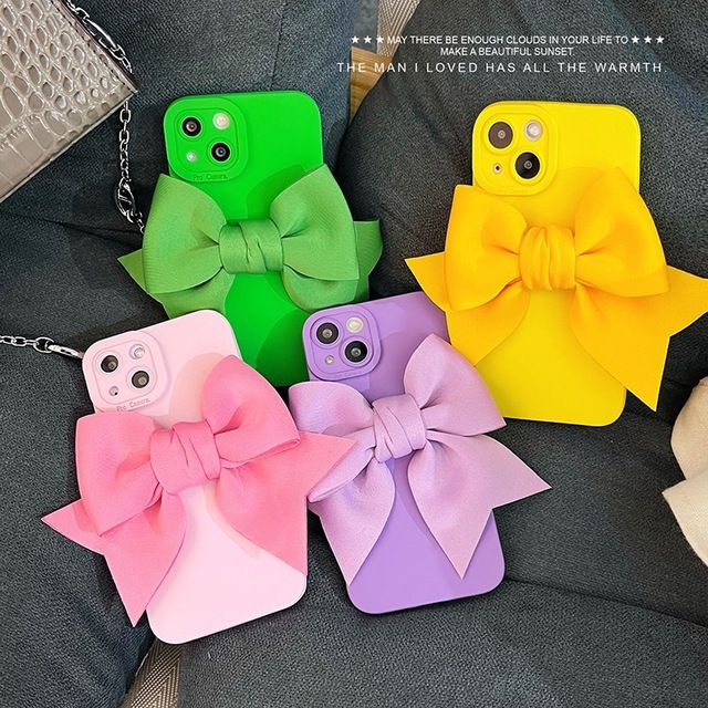 Fashion Trendy 3D Bow Phone Case for 17 for 16/15 Pro Max 14 13 Full Protection for Girls and Women Accessories