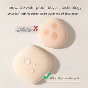 Éponge de Maquillage <span class=keywords><strong>Guo</strong></span> <span class=keywords><strong>Xin</strong></span> Xuan Goutte d'Eau, Mousse de Lait et Café, Fondation Coton Doux, Super Douce, Double Usage Humide et Sèche, Lavable - Product Image 3
