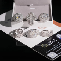 En stock aux États-Unis : Collection de bagues croix en argent sterling S925 avec moissanite VVS Ice Out pour hommes, style rappeur