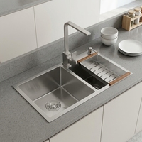 Évier de cuisine rectangulaire moderne à cuve unique en acier inoxydable 304 certifié CE GC-KOOCI, matériau nano écologique pour comptoir
