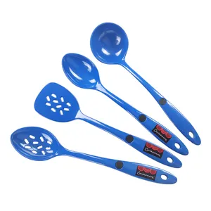 Eco-Friendly Melamine Spoons Cooking Utensils Set Plastic Handle Nylon Material Home Kitchen Features Stocked Free Bulk Box