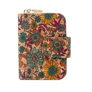 Custom Cork Purse Logo <b>RFID</b> <b>Blocking</b> Bifold Zipper Coin Pocket Women <b>Wallet</b> Short Polyester Lining - Product Image 1