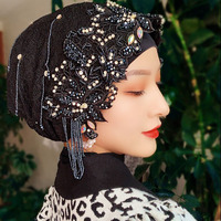 Ensemble Foulard et Turban Perlé Fait Main de Style Malaisien Traditionnel en Gros