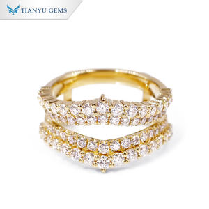 Tianyu permata 2ctw potongan bulat D tidak berwarna berlian moissanite cincin bungkus <span class=keywords><strong>enhancer</strong></span> asli 18k 14k10k cincin berlian lab wanita emas kuning - Product Image 1
