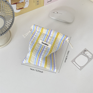 Bolsa <span class=keywords><strong>de</strong></span> Almacenamiento con Cordón y Rayas, Bolsa <span class=keywords><strong>de</strong></span> Cosméticos Promocional con Cordón, Bolsa <span class=keywords><strong>de</strong></span> Maquillaje para Mujer, Bolsa para Lápiz Labial - Product Image 6
