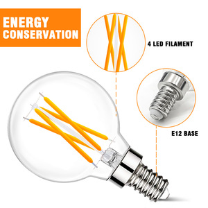 G50 g16.5 <span class=keywords><strong>LED</strong></span> bóng đèn dây tóc E12 cơ sở <span class=keywords><strong>Globe</strong></span> Edison ánh sáng đèn thủy tinh bong bóng có thể thay thế ac120v 2700K 3000K 5000k cho khách sạn nhà - Product Image 2