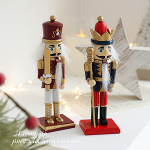 Wooden nutcracker soldier figurine, wooden Christmas tree <strong>background</strong> decoration, desktop and bedside table ornament - Product Image 3