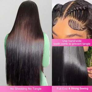 Peluca de Cabello Humano Indio Virgen con Encaje HD 13x6, Peluca de Cabello Humano con Cutícula Alineada 100% Sin Pegamento, Pelucas con Frente de Encaje 13x6 para Mujeres Negras - Product Image 4