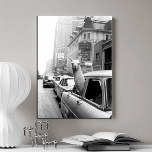 Affiche vintage de la ville des lamas <span class=keywords><strong>noir</strong></span> <span class=keywords><strong>et</strong></span> <span class=keywords><strong>blanc</strong></span>, photographie d'animaux rétro, peinture sur toile non encadrée pour décoration de salon <span class=keywords><strong>et</strong></span> de maison - Product Image 4