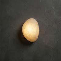 Applique murale moderne minimaliste en pierre nuageuse, acier inoxydable, abat-jour en verre alabaste, source lumineuse LED blanc chaud (3500K)