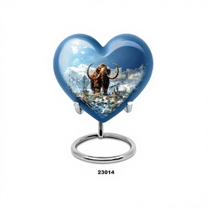 Handmade Blue <b>Heart</b> Shape Mammoth Cremation Adult Urn for Human Ashes Beautiful <b>Heart</b> Funeral Memorial Urn With Free Velvet <b>Bag</b> - Product Image 1
