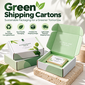 Cartons d'expédition vertes personnalisées imprimées sur mesure en carton ondulé recyclable pour la logistique des boutiques en ligne - Product Image 1