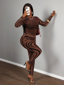 Bộ đồ nữ thời trang gợi cảm, chất liệu xuyên thấu nhẹ, kiểu dáng ôm sát, tay dài, gồm áo và quần GHH12090 - 2026 - Product Image 5