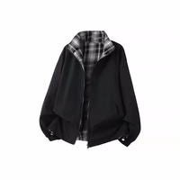 Blouson aviateur homme tendance à col montant, coupe ample, en satin uni, coupe-vent de travail, style bomber