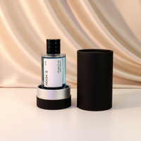 Flacon pulvérisateur de parfum cylindrique transparent en verre de 30 ml/50 ml avec fond en forme de montagne, couleur personnalisée, logo, sans diffuseur à bâtonnets