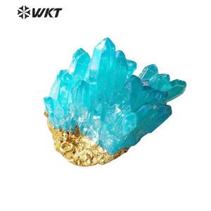 WT-P618 الجملة الطبيعي أكوا هالة العنقودية كريستال قلادة من الكوارتز مع 18k الذهب انخفض النساء الأزياء الطبيعي الكريستال الكوارتز - Product Image 2