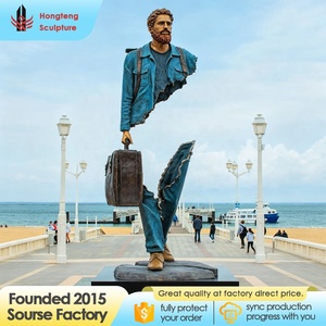 Statua Scultura del Viaggiatore in Bronzo <span class=keywords><strong>Bruno</strong></span>, Design Moderno Stile Astratto, Traforata, per Decorazione Paesaggistica Esterna - Product Image 3