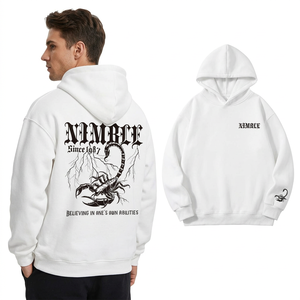 Sudadera con Capucha Blanca para Mujer con Estampado Gráfico de Escorpión en la Espalda, Sudadera Informal de Otoño, Sudadera de Algodón Tejido con Capucha y Manga Larga - Product Image 2