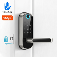 Cerradura Inteligente TTLOCK Tuya Wi-Fi, Cerradura Digital Biométrica con Contraseña y Huella Dactilar, Cerradura de Seguridad sin Llave para Puerta de Madera, Uso en Airbnb y Hogar
