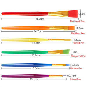 Pincel de Uñas de Fibras Artificiales con Mango de Plástico y Cristal de Colores, 6 Piezas, para Pintura al Óleo y Acuarela DIY para Niños - Product Image 1