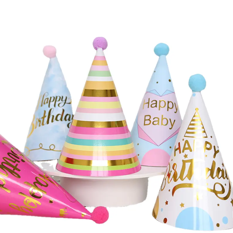 Şapka yeni çocuk yetişkin doğum günü partisi sıcak altın harf sivri kağıt kek