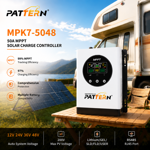 PATTERN 30A-150A Smart MPPT Solar Charge Controller PWM LCD Display 12V/24V/48V RS485 Solar Energy Systems