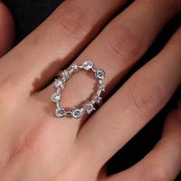 Bague ouverte en cuivre avec zircons cubiques multi-serties, bande texturée, ajustable, pour femme, élégante, bijou de mode quotidienne, cadeau