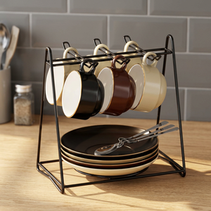 Double Tier <b>Wire</b> Beverage Storage <b>Rack</b> Rectangular Standing Type Minimalist Kitchen Use Lightweight Non-Folding - Product Image 5