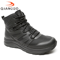 Bottes de travail et d'entraînement pour hommes, personnalisées en usine, noires, montantes, en tissu imperméable, doublées polaire, résistantes aux perforations et légères