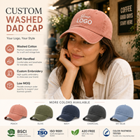 Gorras de Papá Bordadas Personalizadas al por Mayor OEM, Unisex, de 5 Paneles, Tela Ajustable, Premium, Sin Estructura, Lavadas
