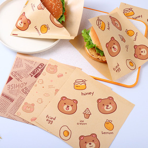 Papel para Envolver Sándwiches de Desayuno, Sin Pliegues, Resistente al Aceite, Apto para Alimentos, Bolsa Triangular para Empacar Hamburguesas y Panqueques, Uso Doméstico - Product Image 2