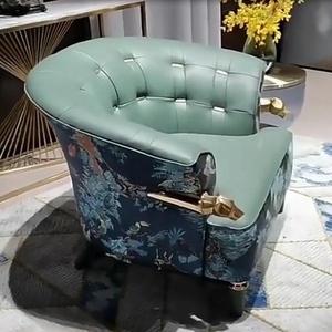 ชุดเฟอร์นิเจอร์ห้องนั่งเล่นทำจากไม้กำมะหยี่พิมพ์ลายเสือดาวด้วยหนังสีขาวทองแดงหรูหราทันสมัย - Product Image 3